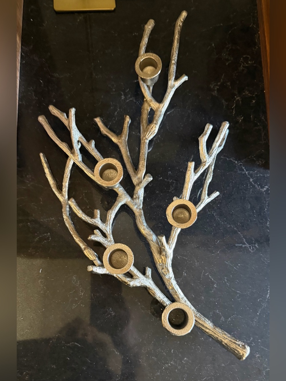Branch candleholder silver aluminum metal
